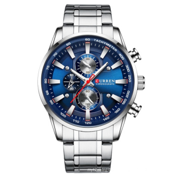 CURREN 8351 Chronograph Wrist Watch Blue Quartz Men Watch Stainless Steel Fashion Luminous Relogio Masculino